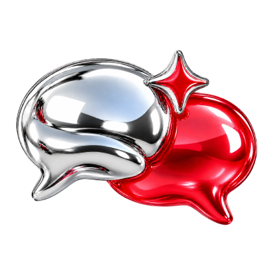 Illustration chromée de deux bulles de conversation
