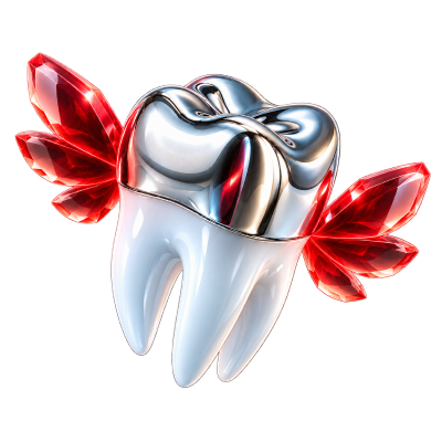 Illustration chromée d'une dent
