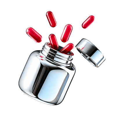 Illustration chromée de produits de santé