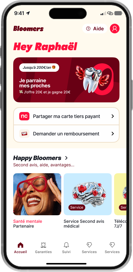 Aperçu de l'application Bloomers